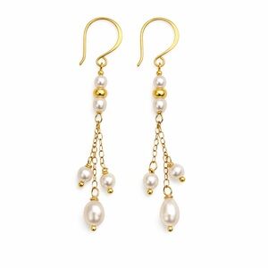 HK1336 S925 Freshwater Pearl Dangle Earrings